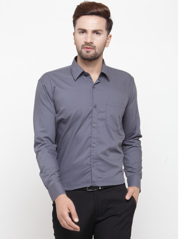 Jainish Men's Cotton Solid Grey Formal Shirt's ( SF 361Grey ) - Distacart
