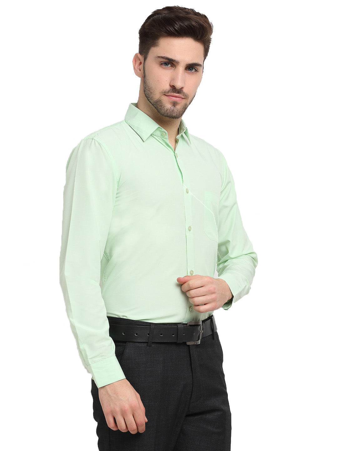 Jainish Men's Cotton Solid Light Green Formal Shirt's ( SF 361Light-Green ) - Distacart