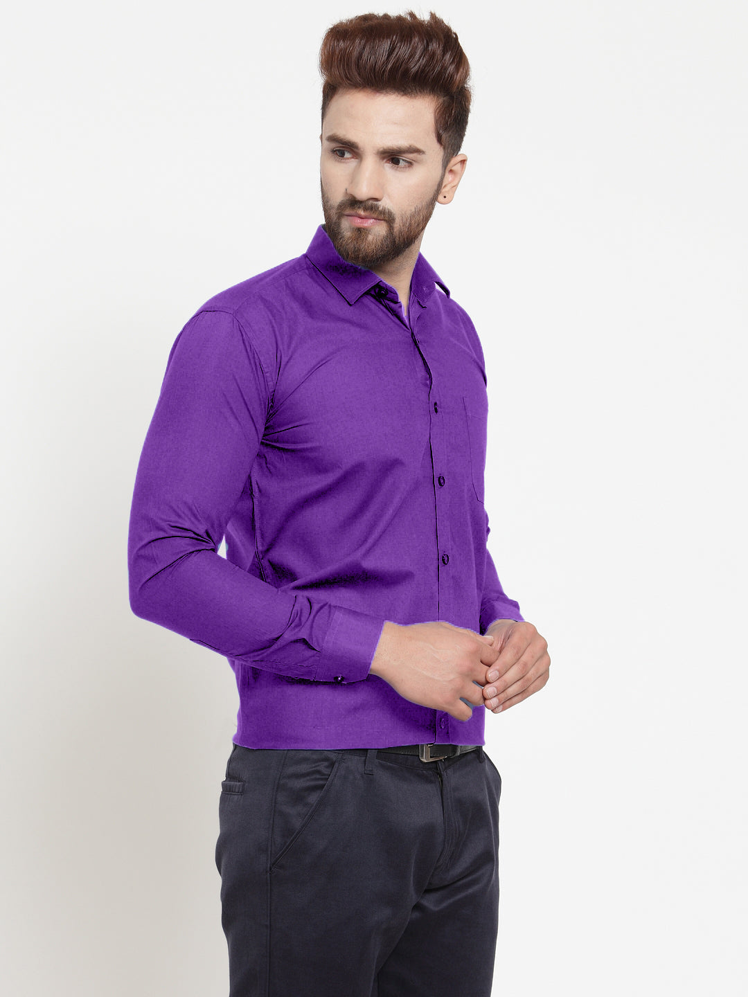Jainish Men's Cotton Solid Purple Formal Shirt's ( SF 361Purple ) - Distacart