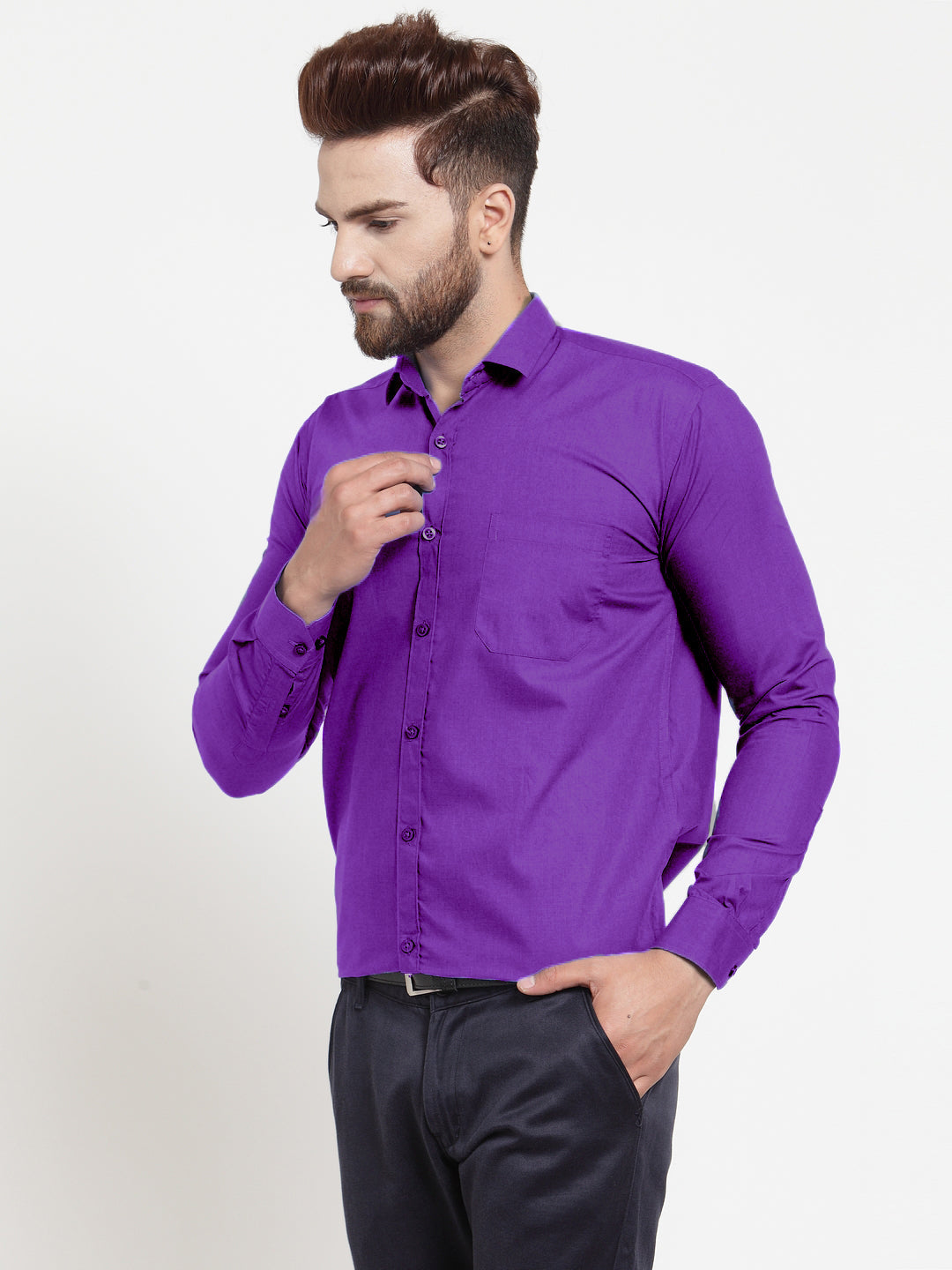 Jainish Men's Cotton Solid Purple Formal Shirt's ( SF 361Purple ) - Distacart