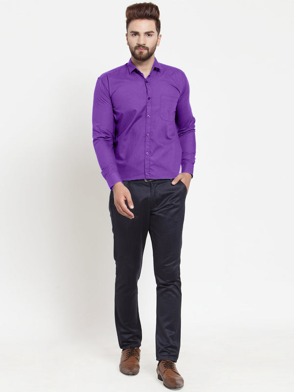Jainish Men's Cotton Solid Purple Formal Shirt's ( SF 361Purple ) - Distacart