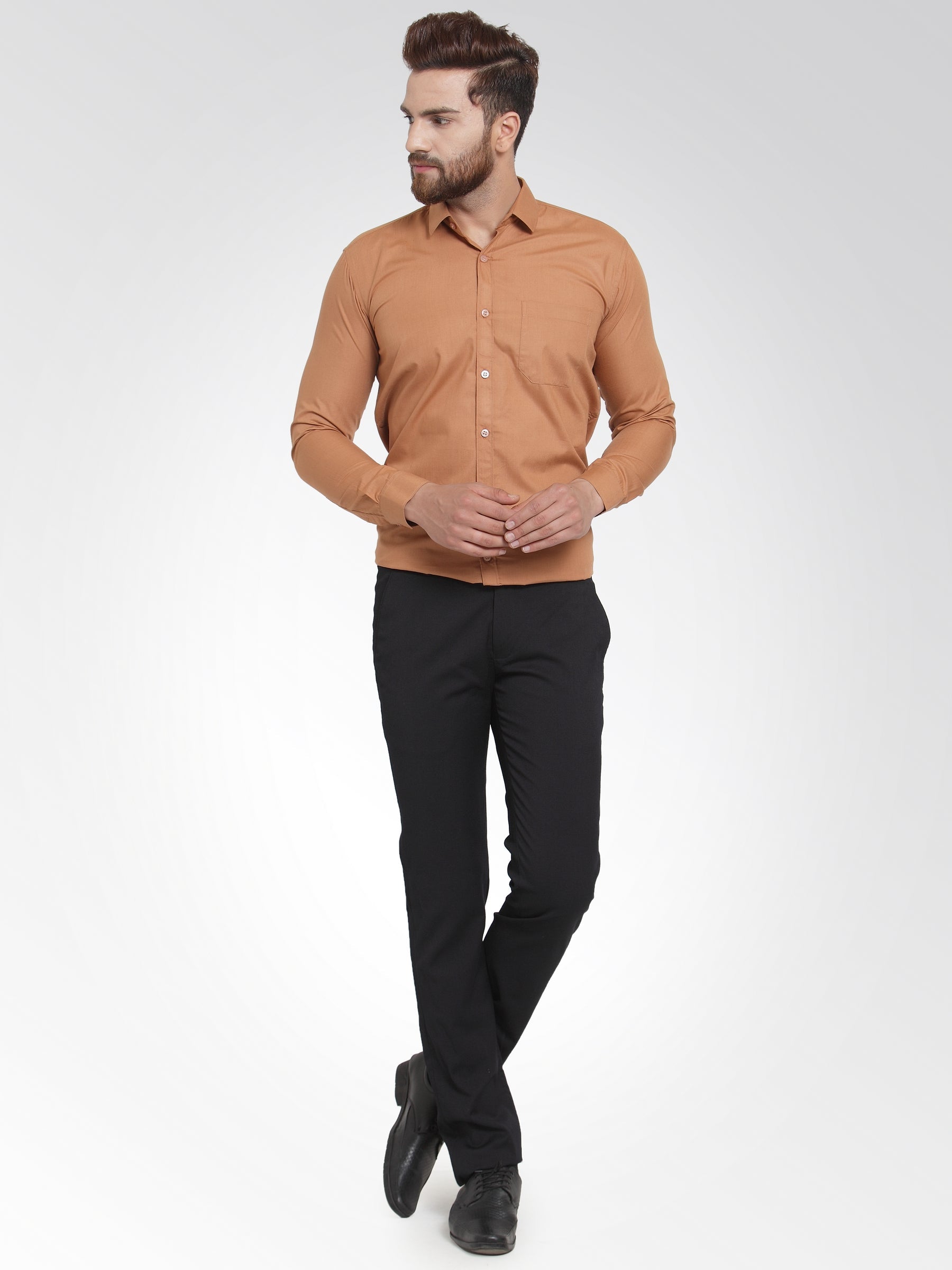 Jainish Men's Cotton Solid Rust Orange Formal Shirt's ( SF 361Rust ) - Distacart