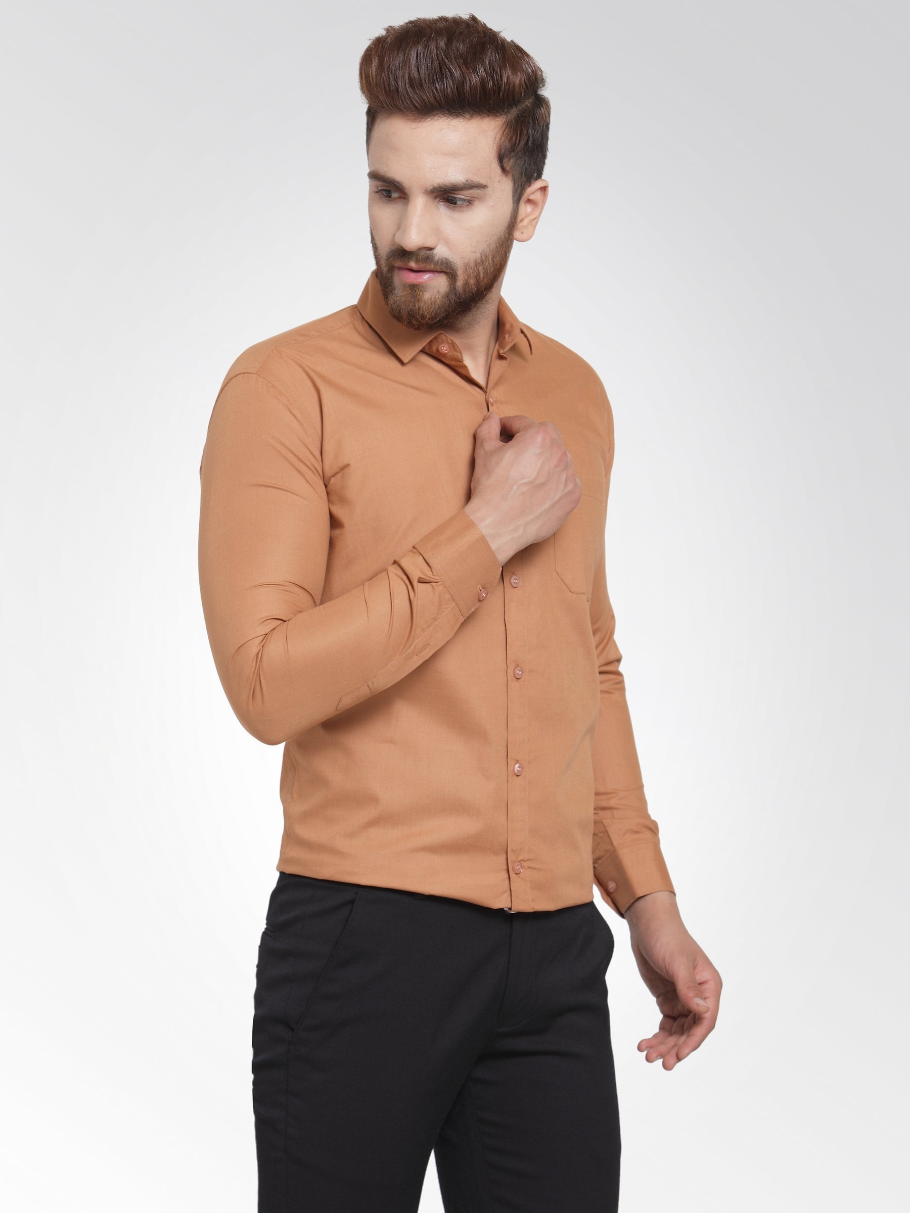 Jainish Men's Cotton Solid Rust Orange Formal Shirt's ( SF 361Rust ) - Distacart
