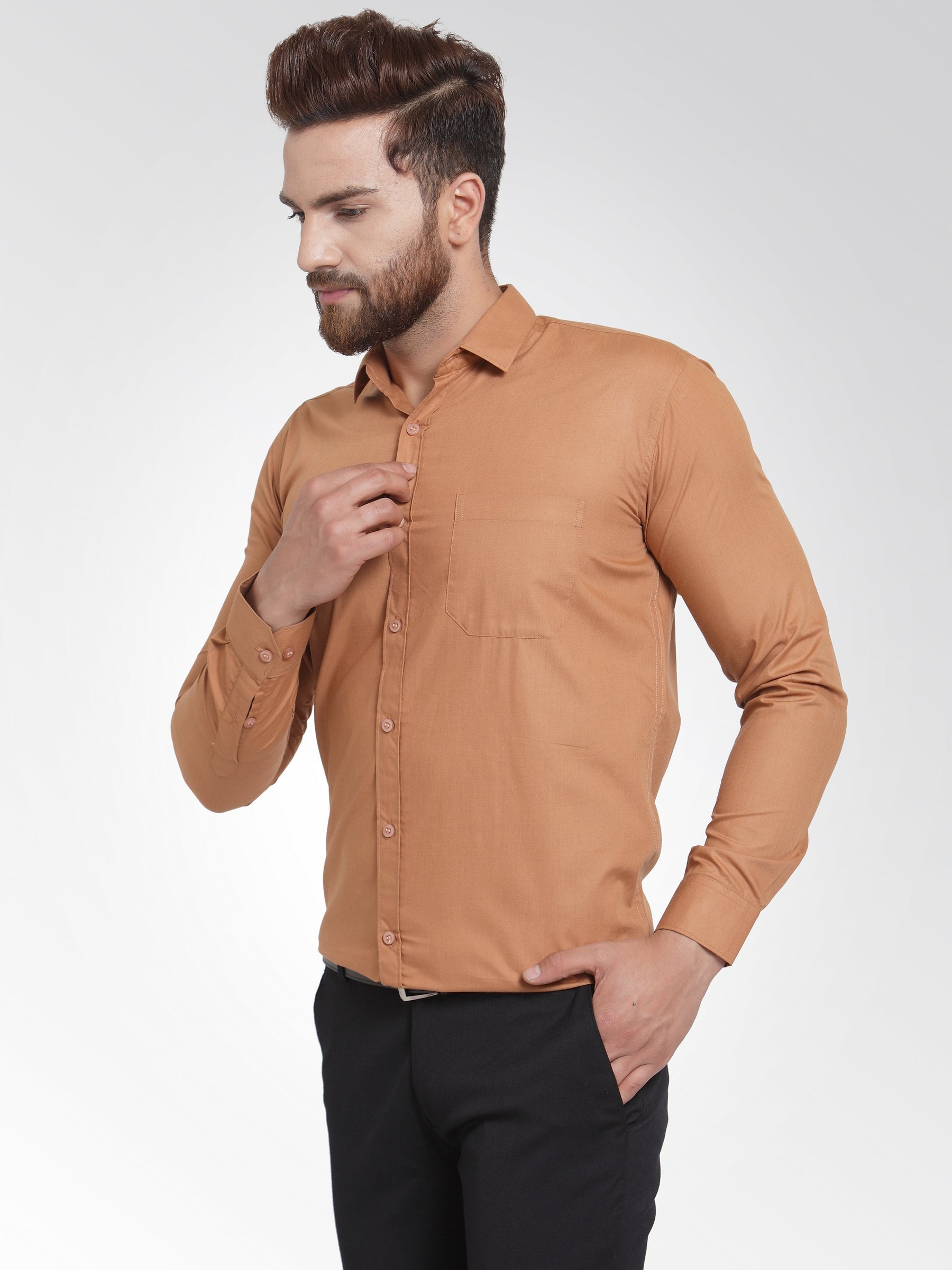 Jainish Men's Cotton Solid Rust Orange Formal Shirt's ( SF 361Rust ) - Distacart