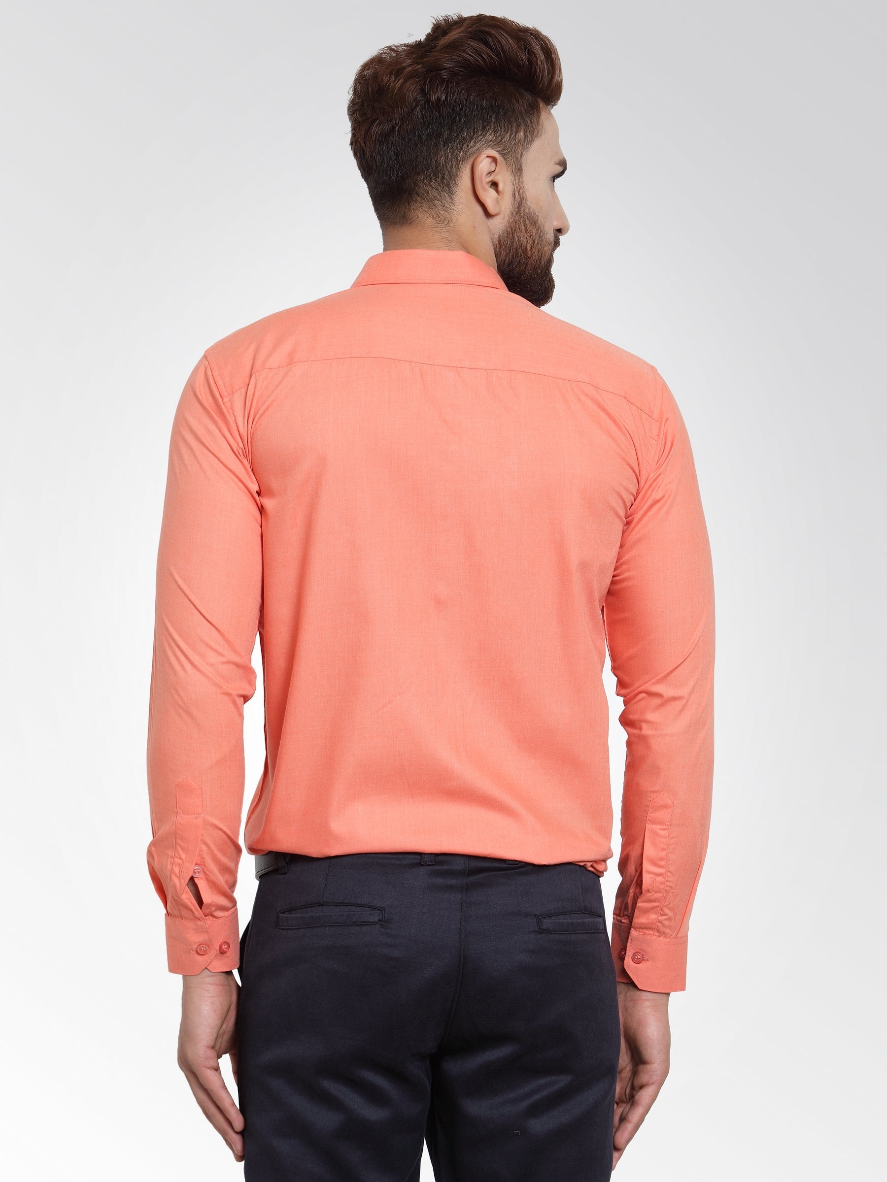 Jainish Men's Cotton Solid Starfish Orange Formal Shirt's ( SF 361Starfish-Orange ) - Distacart