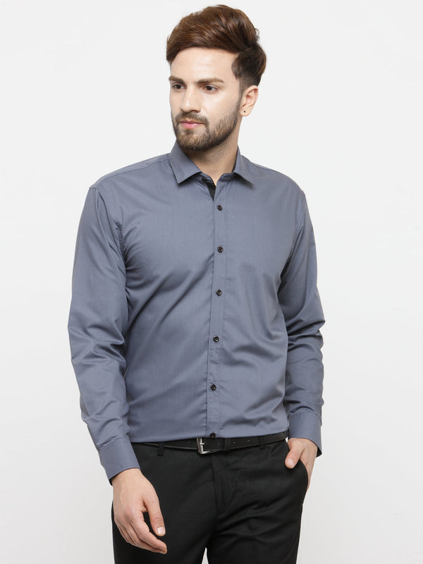 Jainish Grey Formal Shirt with black detailing ( SF 411Grey ) - Distacart