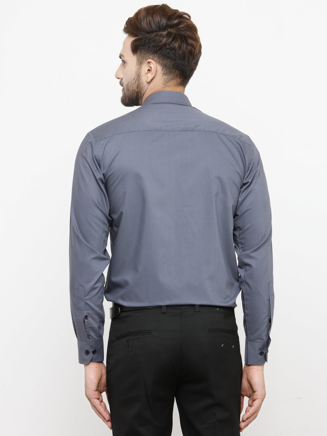 Jainish Grey Formal Shirt with black detailing ( SF 411Grey ) - Distacart