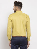 Thumbnail for Jainish Lime Yellow Formal Shirt with black detailing ( SF 411Lime ) - Distacart