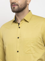 Thumbnail for Jainish Lime Yellow Formal Shirt with black detailing ( SF 411Lime ) - Distacart