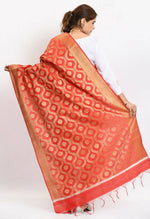Thumbnail for Mominos Fashion Moeza Women's Banarsi Silk All Over Woven Design Red Dupatta - Distacart