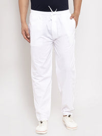 Thumbnail for Jainish Men's White Solid Cotton Track Pants ( JOG 011White ) - Distacart