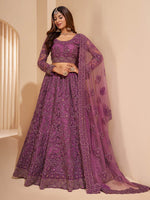 Thumbnail for Myra Lilac Heavy Embroidered Designer Lehenga - Distacart