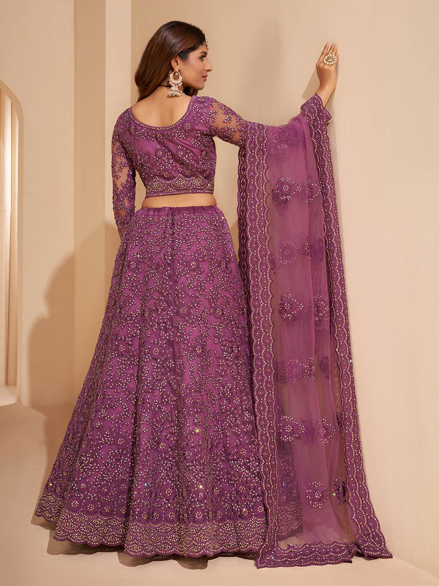 Myra Lilac Heavy Embroidered Designer Lehenga - Distacart