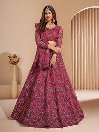 Thumbnail for Myra Lilac Heavy Embroidered Designer Lehenga - Distacart