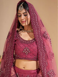 Thumbnail for Myra Lilac Heavy Embroidered Designer Lehenga - Distacart