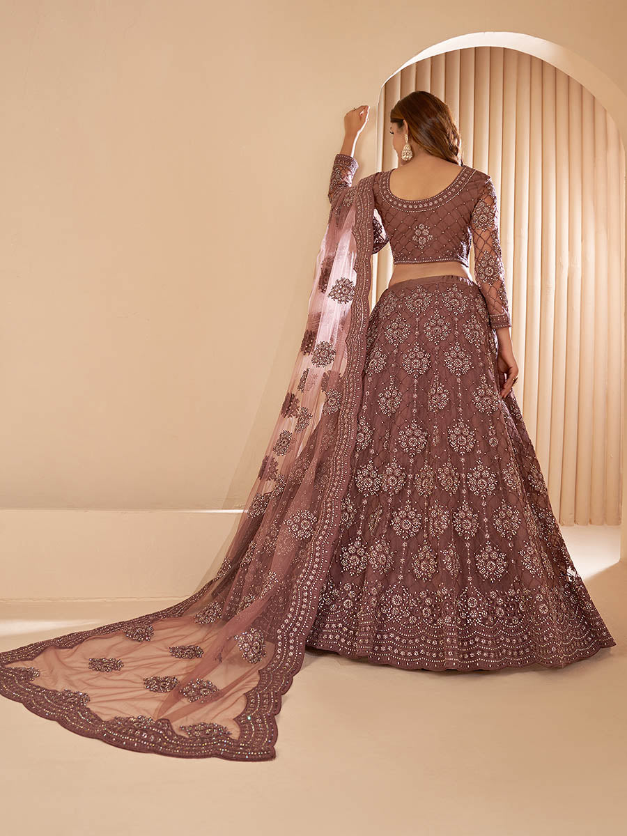 Myra Brown Heavy Embroidered Designer Lehenga - Distacart