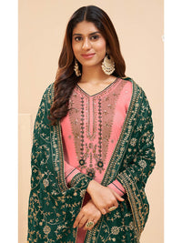 Thumbnail for Myra Peach Georgette Embroidered Palazzo Suit - Distacart