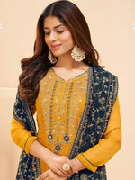 Thumbnail for Myra Yellow Georgette Embroidered Palazzo Suit - Distacart