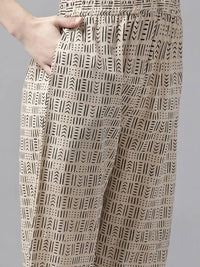 Thumbnail for Yufta Women Rust Red and Beige Print Pure Cotton Kurta with Trouser and Dupatta