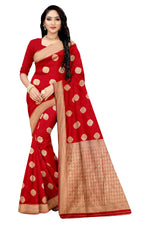 Thumbnail for Vamika Red Weaving Banarasi Jacquard Saree - Distacart