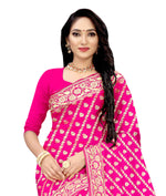 Thumbnail for Vamika Pink Weaving Banarasi Jacquard Saree - Distacart