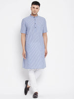 Thumbnail for Even Apparels Blue Men's H/S Pure Cotton Kurta With Band Collar - Distacart