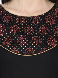 Thumbnail for Aniyah Rayon Black Color Block Print Straight Kurta (AN-190K)