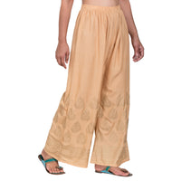 Thumbnail for PAVONINE Beige Color Golden Printed Rayon Fabric Sharara For Women - Distacart