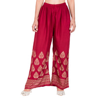 Thumbnail for PAVONINE Maroon Color Golden Printed Rayon Fabric Sharara For Women - Distacart