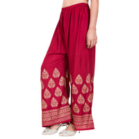 Thumbnail for PAVONINE Maroon Color Golden Printed Rayon Fabric Sharara For Women - Distacart
