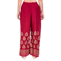 Thumbnail for PAVONINE Maroon Color Golden Printed Rayon Fabric Sharara For Women - Distacart
