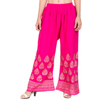 Thumbnail for PAVONINE Rani Color Golden Printed Rayon Fabric Sharara For Women - Distacart