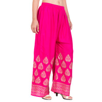 Thumbnail for PAVONINE Rani Color Golden Printed Rayon Fabric Sharara For Women - Distacart