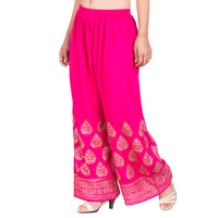 Thumbnail for PAVONINE Rani Color Golden Printed Rayon Fabric Sharara For Women - Distacart