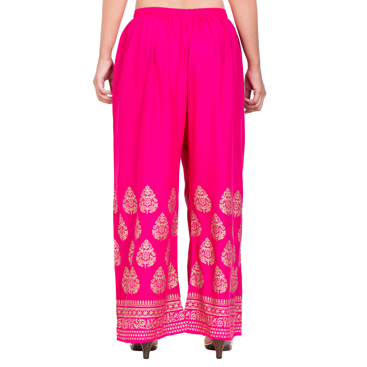 PAVONINE Rani Color Golden Printed Rayon Fabric Sharara For Women - Distacart
