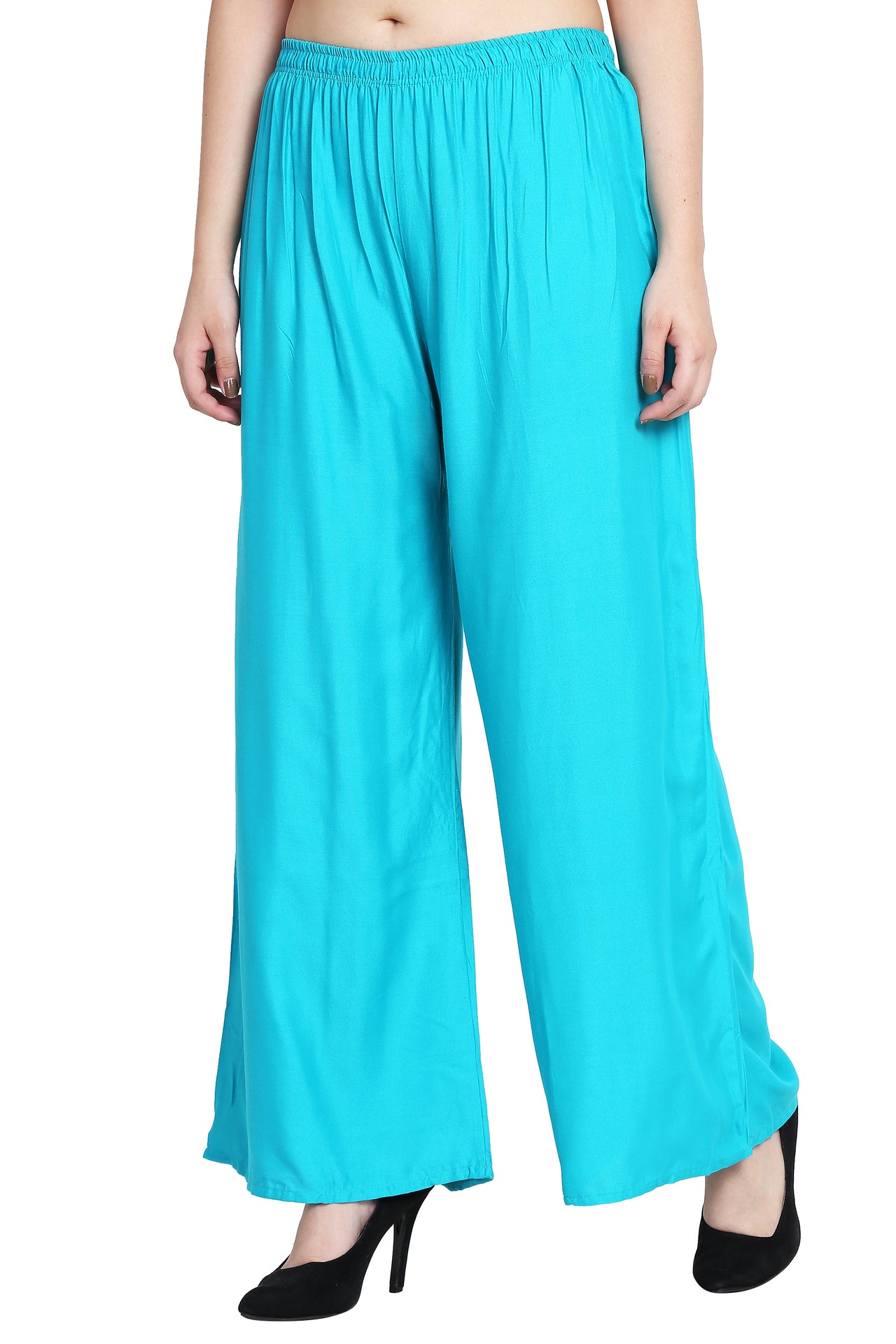 PAVONINE Rama Green Color Rayon Fabric Half Flared Sharara For Women - Distacart