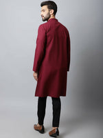 Thumbnail for Even Apparels Maroon Color Linen Pure Cotton Men's Kurta With Side Placket (SLD1182) - Distacart