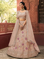 Thumbnail for Myra Mauve Organza Embroidered Lehenga Choli - Distacart