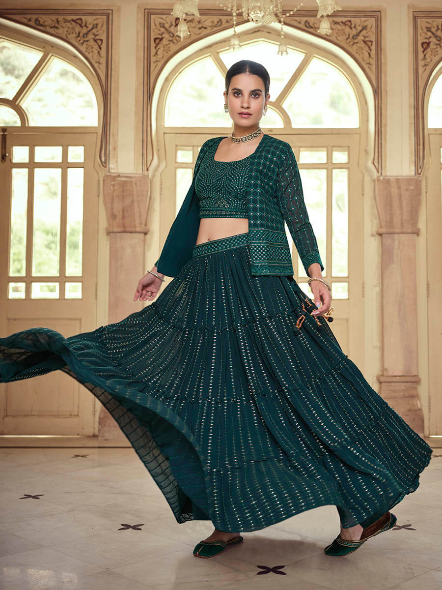Myra Dark Green georgette Designer Suit - Distacart