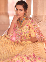Thumbnail for Myra Light Yellow Designer Hand work Lehenga - Distacart
