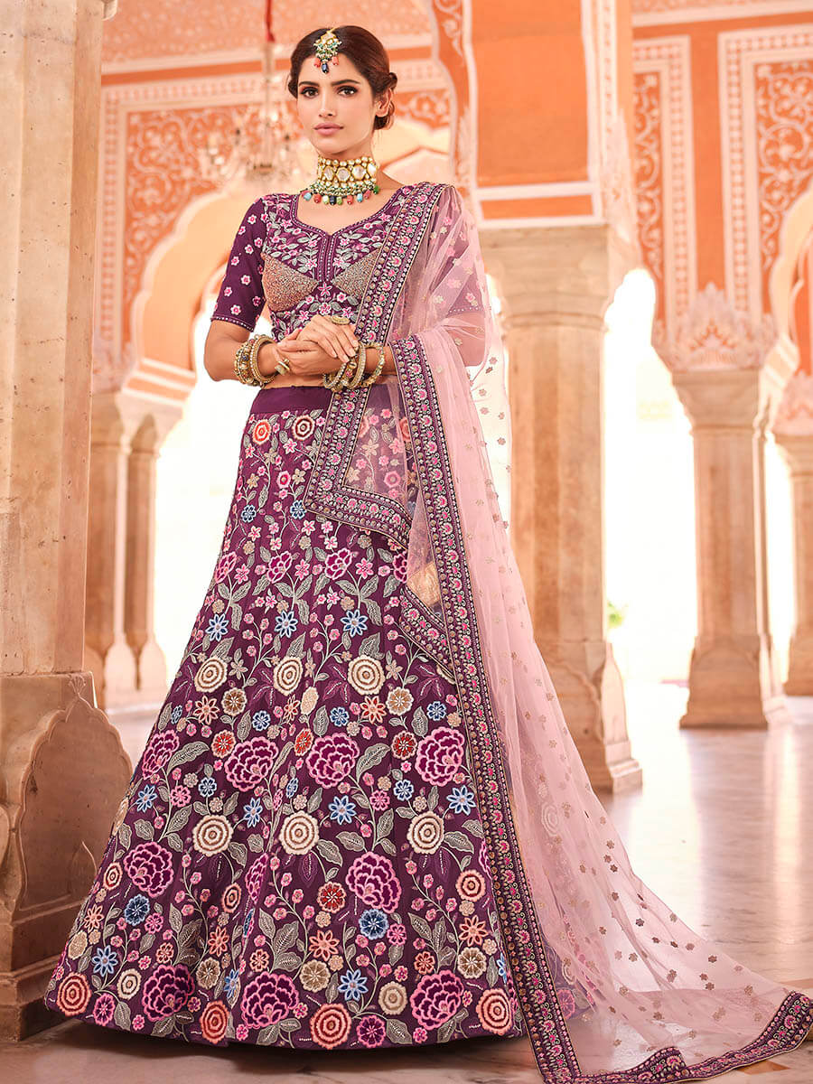 Myra Violet Designer Hand work Lehenga - Distacart
