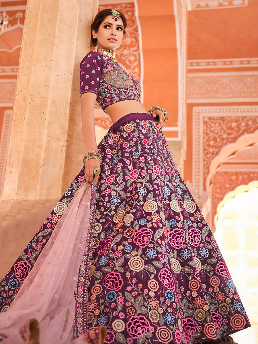 Myra Violet Designer Hand work Lehenga - Distacart