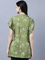 Thumbnail for Myshka Stylish Green Viscose Short Sleeve Women's Top - Distacart