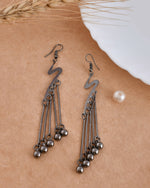 Thumbnail for VOJ Women Rhodium-Plated Drop Chain Earrings Stainless Steel Drops & Danglers - Distacart