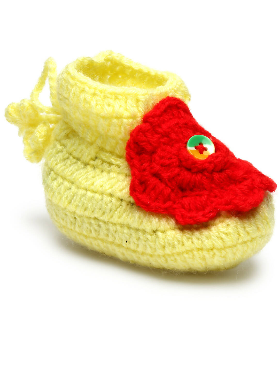 Chutput Kids Woollen Hand Knitted Flower Detailed Booties - Yellow - Distacart