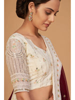 Thumbnail for Myra Off White Georgette Embroidered Designer Lehenga - Distacart