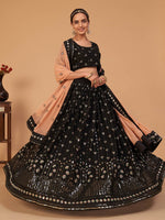 Thumbnail for Myra Black Georgette Embroidered Designer Lehenga - Distacart