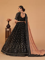 Thumbnail for Myra Black Georgette Embroidered Designer Lehenga - Distacart