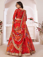 Thumbnail for Myra Red Tomato Digital Printed Georgette Lehanga - Distacart