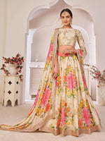 Thumbnail for Myra Cream Digital Printed Georgette Lehanga - Distacart